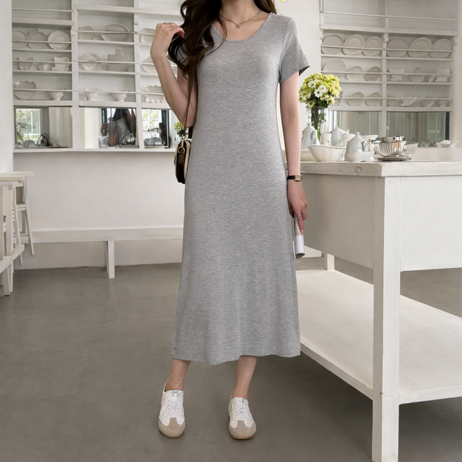 화지나무 미니 미디 롱 3종 면 반팔 원피스