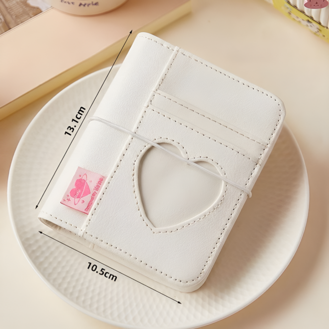 하트창 속에 최애 M5 하트 포켓 다이어리 미니 바인더 속지 100매 구성, 화이트