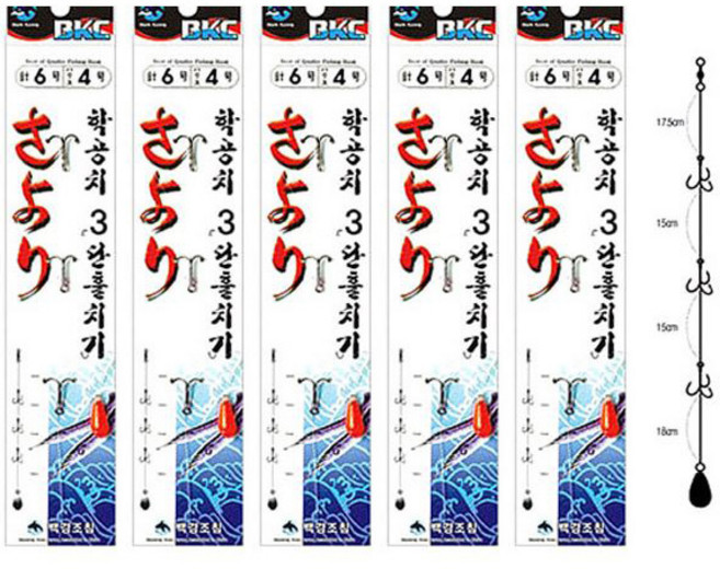 백경 BK-366 학꽁치 3단 훌치기 전갱이 전어 자리돔 고등어 훌치기바늘, 5세트
