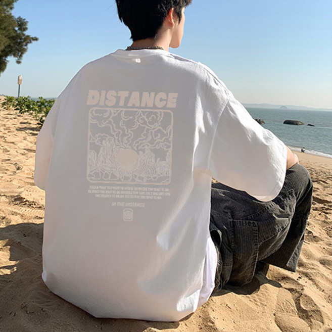 데일로엔 남성 오버핏 반팔티 캐주얼 백프린팅 티셔츠