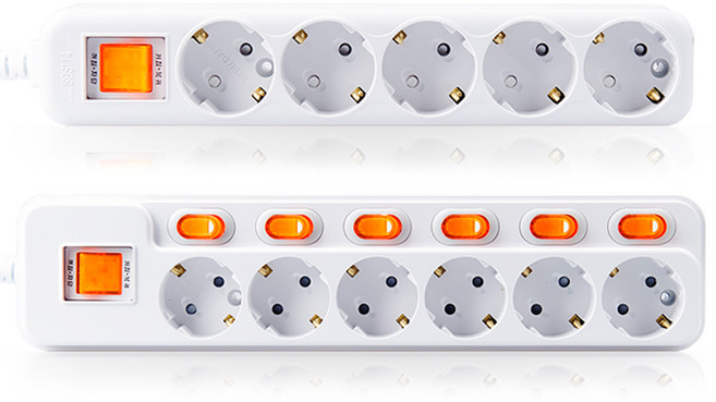 현대일렉트릭 안전제일 멀티탭 2구 3구 4구 5구 6구 1.5M 3M 5M 10M 접지 일반 개별 스위치, 개별 2구, 1개