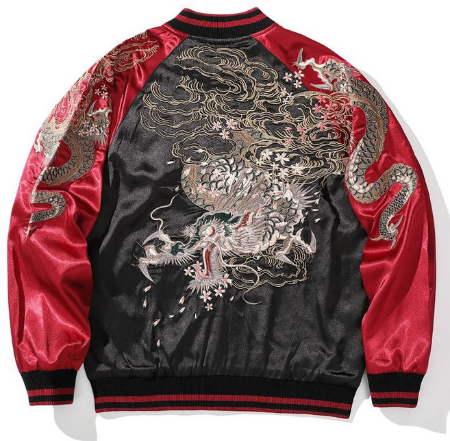 자수 스카잔 자켓 야구 재킷 힙합 클럽 과잠 용자수 요코스카 조폭 점퍼