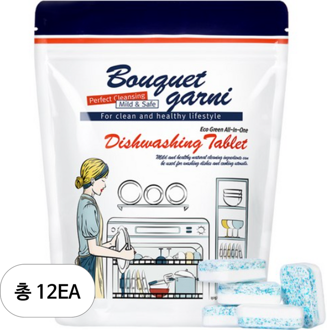 부케가르니 에코 그린 식기세척기 세제 타블렛형, 500g, 12개