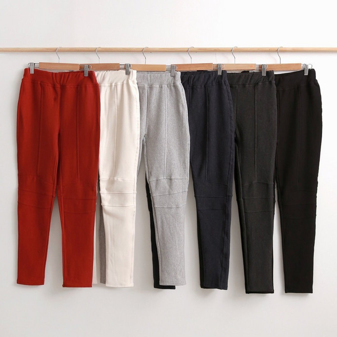 여자 겨울 기모 순면 레깅스 핀턱 절개 라인 따뜻한 기모바지