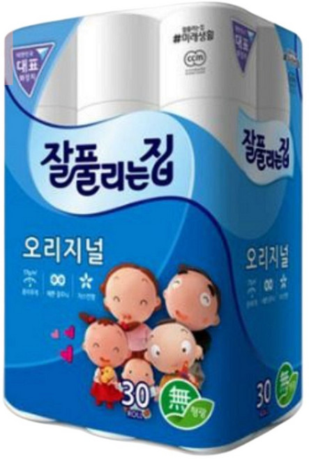 화장지 꽃무늬 데코 쟈스민향 휴지 잘풀리는집 오리지널 30롤, 1박스