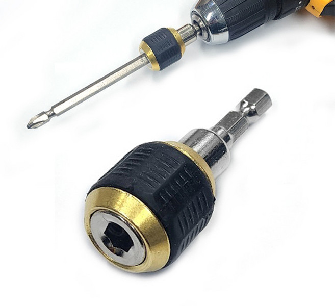 전동 드릴용 육각형 주먹 원터치 비트 홀더 생크 퀵 어댑터 연장 릴리스 자동 탈거 셀프 록킹 헤드 소켓, 1개