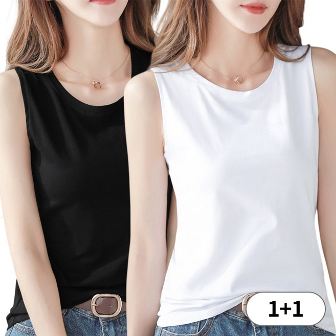 나바바 NT2405 여성 1+1 심플 데일리 민소매 나시 티셔츠