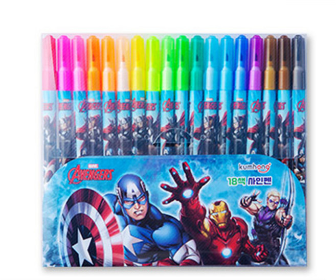 디즈니 어벤저스 남아용 사인펜18색