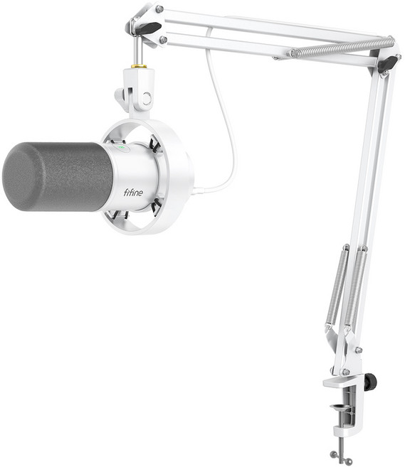 피파인 USB XLR 다이나믹 마이크 세트 프로 녹음 보컬 스튜디오용 메탈 소재 독립 볼륨 노브 원터치 음소거 K688CT, 하얀색