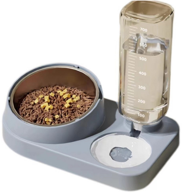 파스텔펫 반려동물 반타원 반자동 급수식기, 1개, 그레이