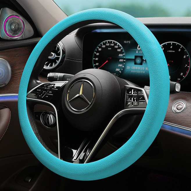 다이나토리 차량용 컬러 실리콘 논슬립 핸들커버 D타입 O타입 공용, 1개, 스카이블루