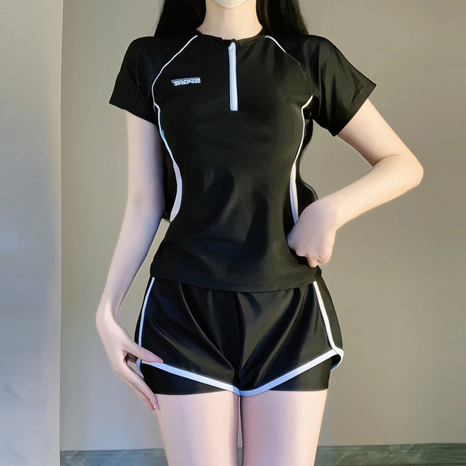 泳衣女款 新款高級感保守分體遮肚顯瘦專業訓練游泳館溫泉泳裝, XL 105 到120斤