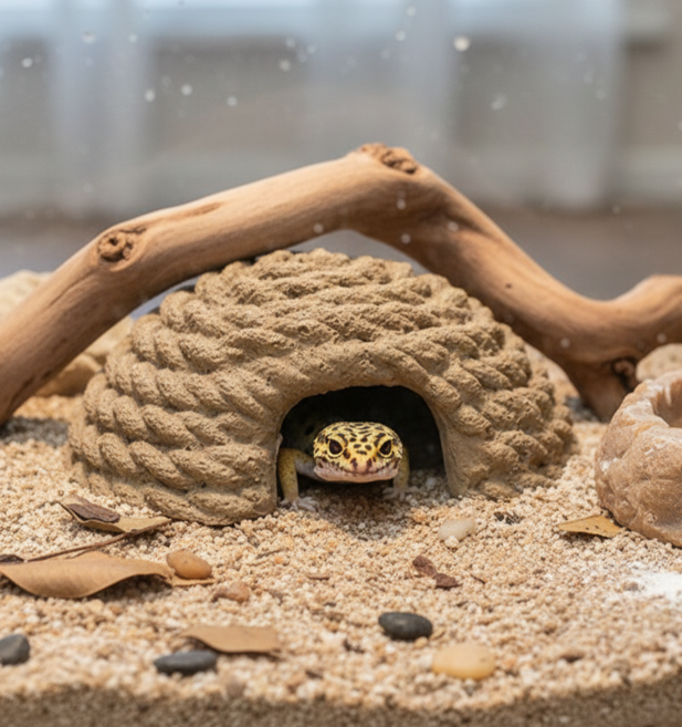 데이리즘 파충류 은신처 동굴형, 1개, 브라운