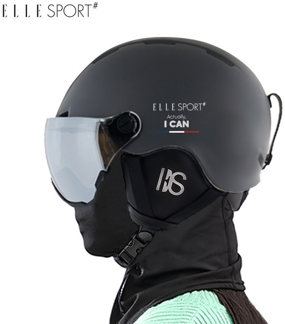 엘르 아시안핏 바이저 헬멧 머스트 고글일체형 초경량 아동 주니어 성인 대두용 스키 스노우보드, MATT BLACK, 1개