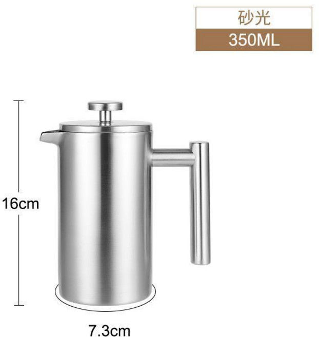 304不鏽鋼法壓壺咖啡壺 750ml啞光黑, 1個, 350ml, 砂光