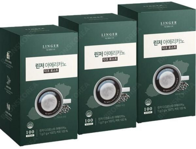 린저 아메리카노 다크로스트 100T X 3개 원두커피 원두스틱, 100개입