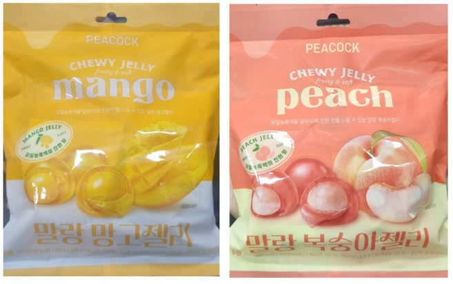 피코크 말랑망고젤리 1팩(36gx6입 216g)+말랑복숭아젤리 1팩(36gx6입 216g), 216g, 1개