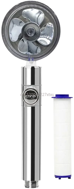 하이드로 제트 샤워헤드 고압 절수 스프레이 스위치 켜기/끄기 단추 SPA 음이온 필터 작은 허리, 02 Silver, 1개