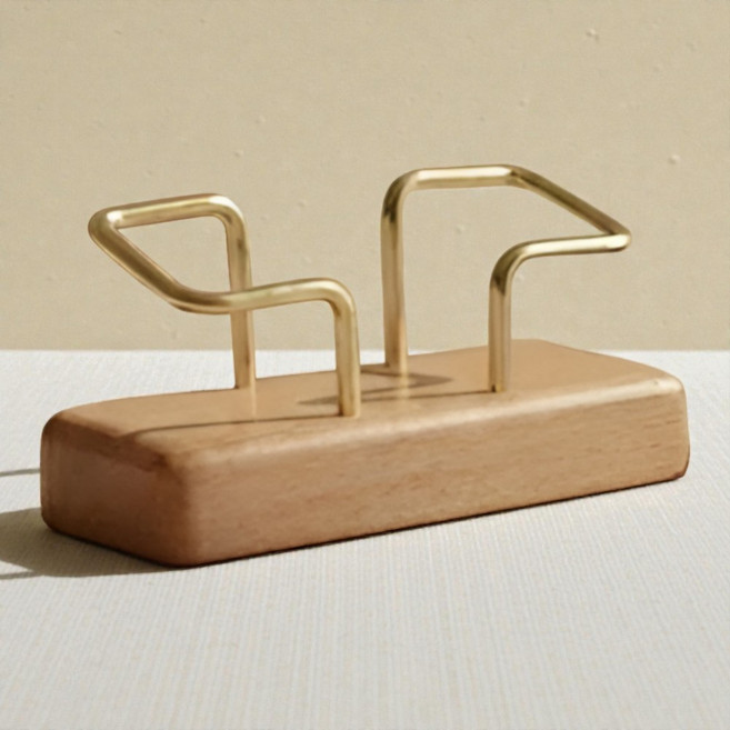 코지박스 원목 각인 쿠폰 명함꽂이 홀더 탁상용 매장 개업 오픈 선물, 1개, 오크