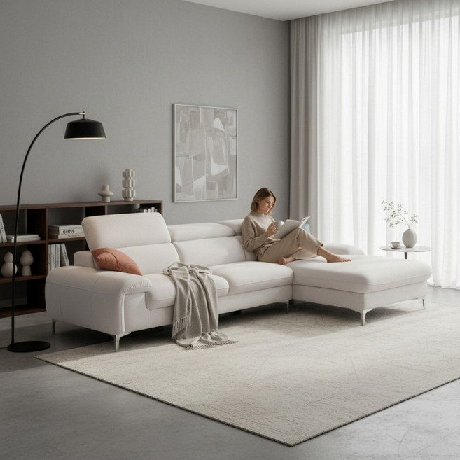 자네트 몰리스 타이보텍스 패브릭 카우치 소파, 아이보리 B형(착석시 좌측카우치)