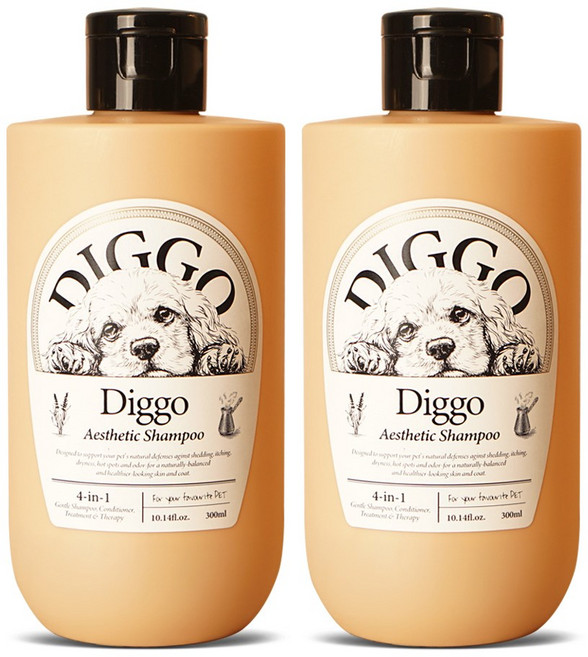 1+1 디고 강아지샴푸 약용 천연 푸들 비숑 말티즈 애견 샴푸 린스 겸용, 300ml, 2개