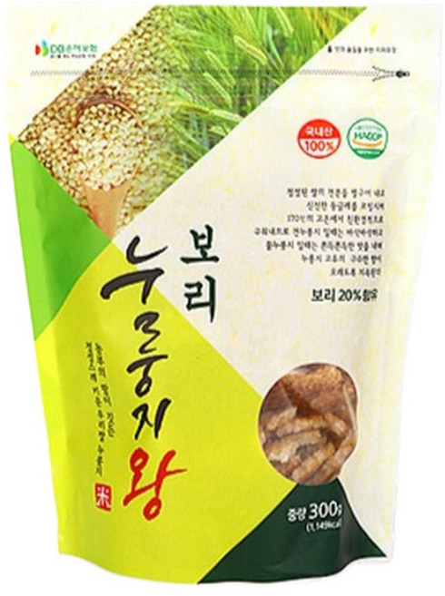 순천 쌍지뜰 끓여먹는 보리누룽지왕 300g 보리쌀 누룽지 숭늉 어르신 임산부 유아 간식, 1개