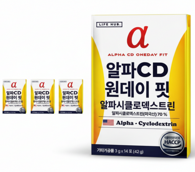라이프허브 알파CD 원데이 핏 알파시클로덱스트린 3g 14포 4개, 14정