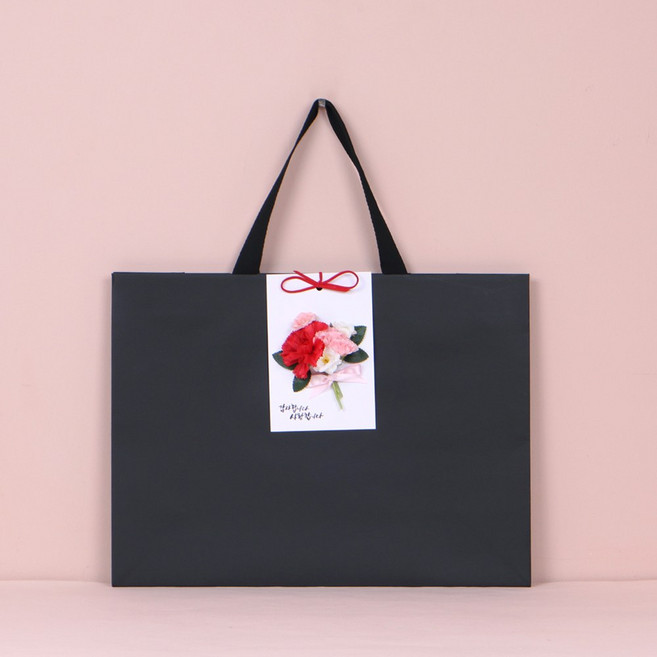 크루거브렌트 도톰 고급쇼핑백 선물쇼핑백 카네이션택 어버이날 스승의날, 중 (40x30x14), 2매, 블랙 쇼핑백