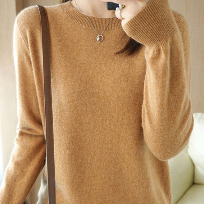 데일리쮸 여성 베이직 라운드넥 긴팔 니트티