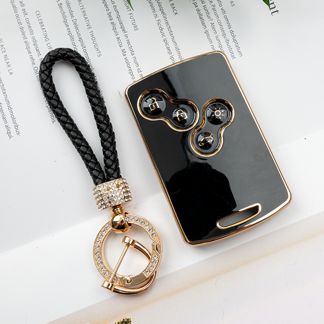 삼성 QM3 SM3 SM6 QM6 QM5 SM7 호환 TPU 스마트 키 케이스 키홀더 키링, 큐빅꽈배기_블랙(KH11), 4버튼B(TA60)블랙