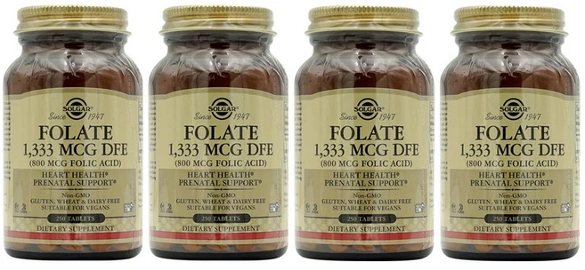 Solgar 엽산 800mcg 타블렛, 4개, 250정 - 쿠팡