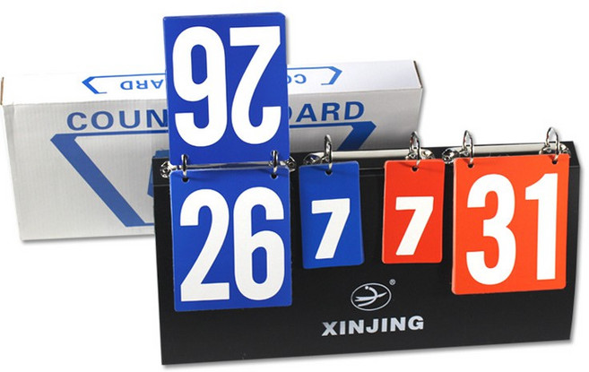 XINJING 翻頁式計分板 雙面數字計分牌 適用多種球類運動比賽, 1個, 盒裝-全配記分板（分數0-31）