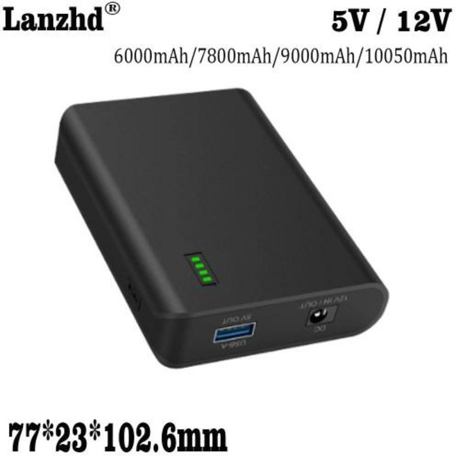 리튬 이온 배터리 팩 모바일 전원 5521 케이블 충전기 실제 용량 DC 5V 12V 백업 배터리 6000mAh 7800mAh 10050mAh, 12V_9000mAh, 3) 12V - 9000mAh, 1개