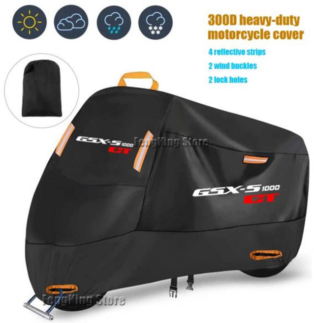 오토바이커버 호환 GSX-S1000GT GSX S1000GT 용 오토바이 커버 방수 야외 스쿠터 UV 보호대 레인 커버, M for 160cm, 01 black