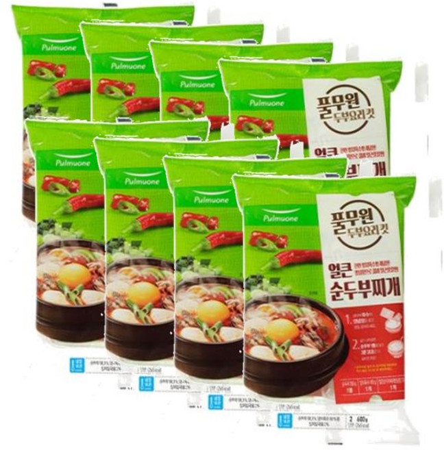 풀무원 얼큰 순두부찌개 KIT 2인분, 600g, 8개