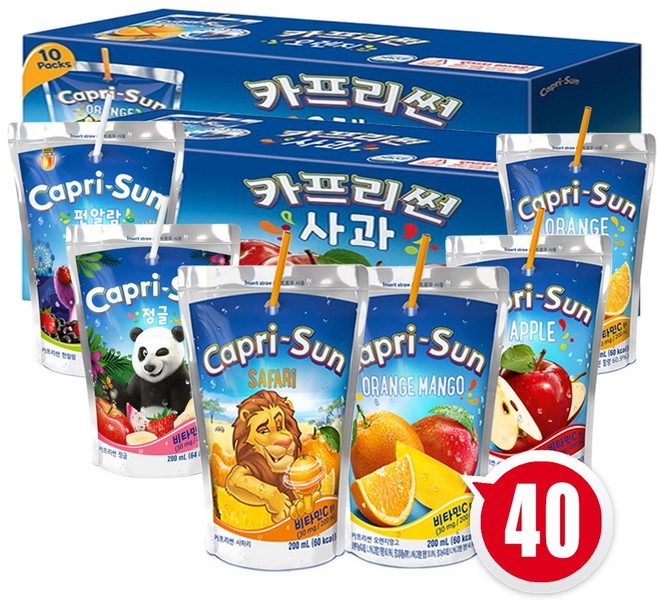 카프리썬 6종 세트(오렌지+오렌지망고+사과+정글+사파리+펀알람), 40개, 200ml