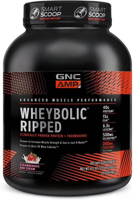 지엔씨 웨이볼릭 립드 유청 단백질 프로틴 파우더 딸기 크림맛 GNC AMP Wheybolic Ripped, 1개, 1.16kg