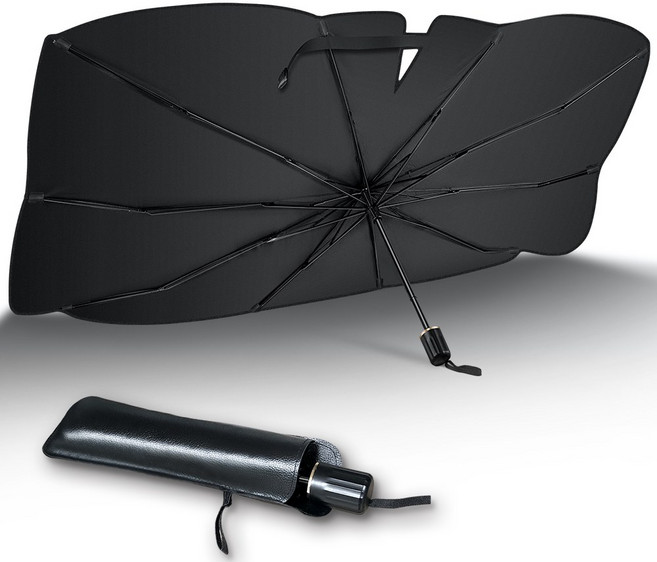 Moteur 차량용 햇빛가리개 원터치 앞유리 선블라인드 자동차우산 간편 파라솔 UV 자외선 차폐 /수납 포함, Light BLACK, 1개