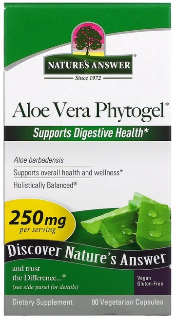 네이쳐스앤서 알로에 베라 피토겔 250mg 베지테리안 캡슐 글루텐 프리 비건, 1개, 90정 - 쿠팡
