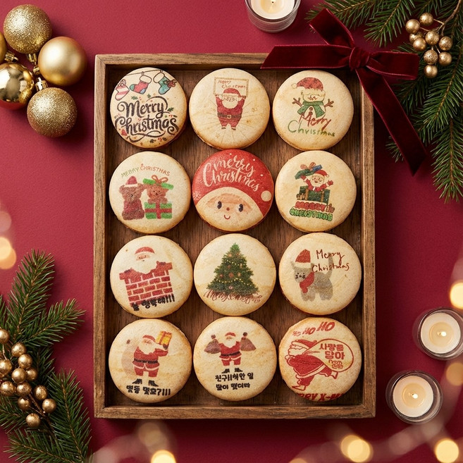 크리스마스 쿠키 선물 모나카 쿠키세트 산타선물, 6개, 15g