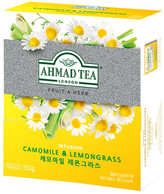 아마드티 캐모마일 레몬그라스 허브차 티백, 1.5g, 5개, 100개입