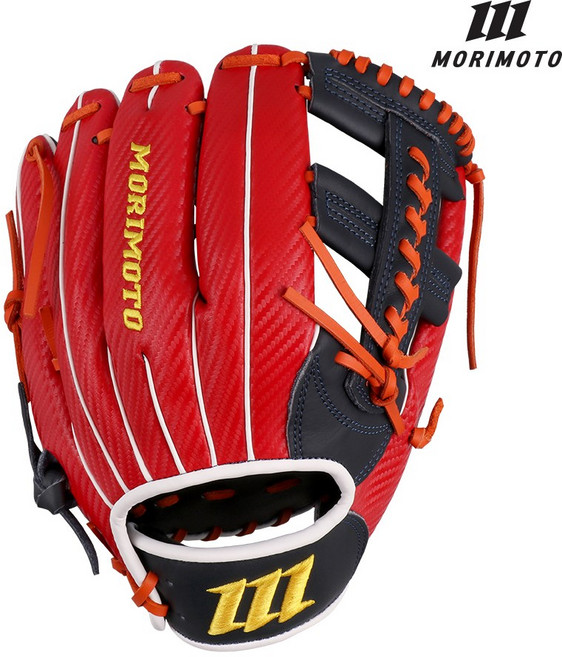 모리모토 뉴카본 스티어 글러브 내야 외야 투수 올라운드 소가죽 야구글러브 우투, 1개, 네이비/레드