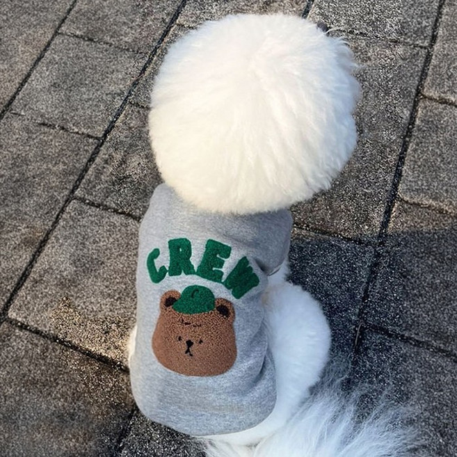 모자곰 맨투맨 티셔츠 강아지옷 봄옷, 그레이, 1개