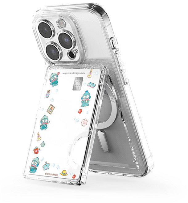 산리오 패턴 투명 마그네틱 멀티 스탠드 카드지갑(맥세이프 호환), 1개, 청소_한교동