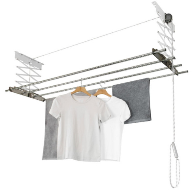 웰렉스 베란다 빨래건조대 천장형 아파트 천장 이불 걸이 슬라이드봉 반자동건조대(5봉), 단순배송상품
