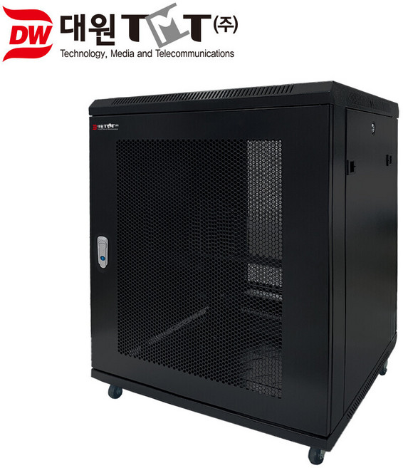 대원 타공 허브랙 15U H750xD600xW600 통신 서버랙 CCTV, 블랙 선불, 1개