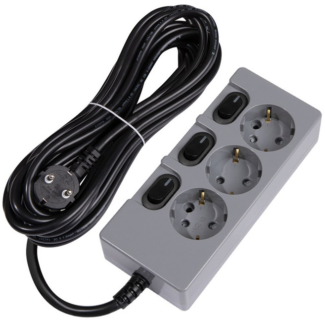 스윗홈 개별스위치 접지형 절전형 16A 멀티탭 3구, 7m, 개별스위치 3구 그레이, 1개