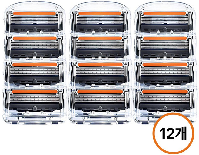 질레트 호환 퓨전 파워 프로글라이드 5중 면도날, 1세트, 12개입