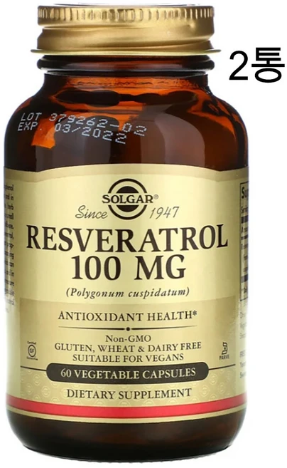 솔가 레스베라트롤 레스베라톨 Resveratrol 100mg 60캡슐, 2개, 60정 - 쿠팡