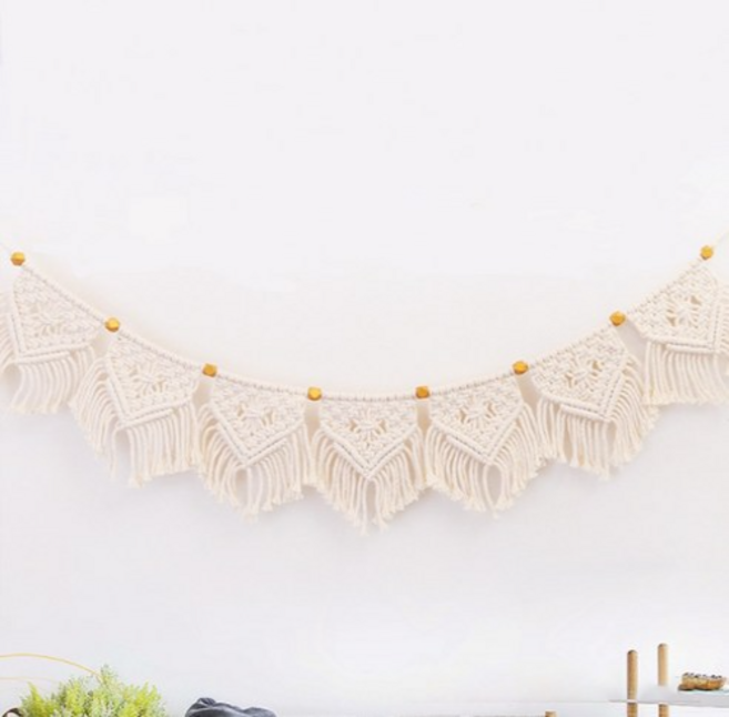 빌리네집 마크라메 캠핑 가랜드, 아이보리색